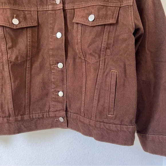 New PARKE Oversized Denim Jacket in Brown - Picture 7 of 13